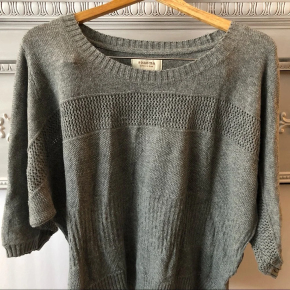 🎄 Sonoma Gray sweater scoop neck large 3/4 sleeves - Picture 2 of 7